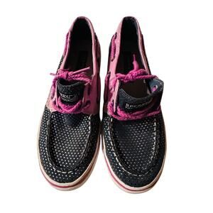 Sperry Girls Top-Sider Bahama Navy/Purple Dot Us 2.0M boat Shoes preppy slip-on